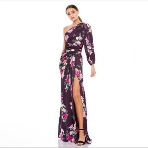 Mac Duggal One-Shoulder Floral Gown